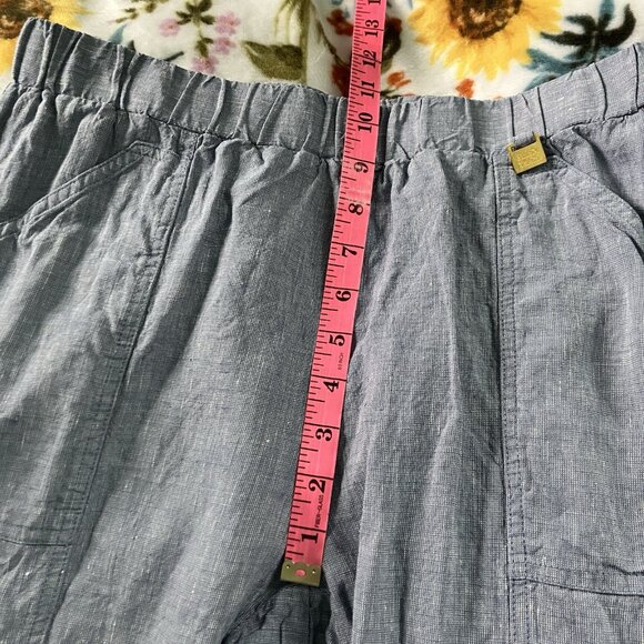 Ellen Tracy Linen Capri Pants Womens M Cropped Summer Coastal Boho Blue - Picture 4 of 9